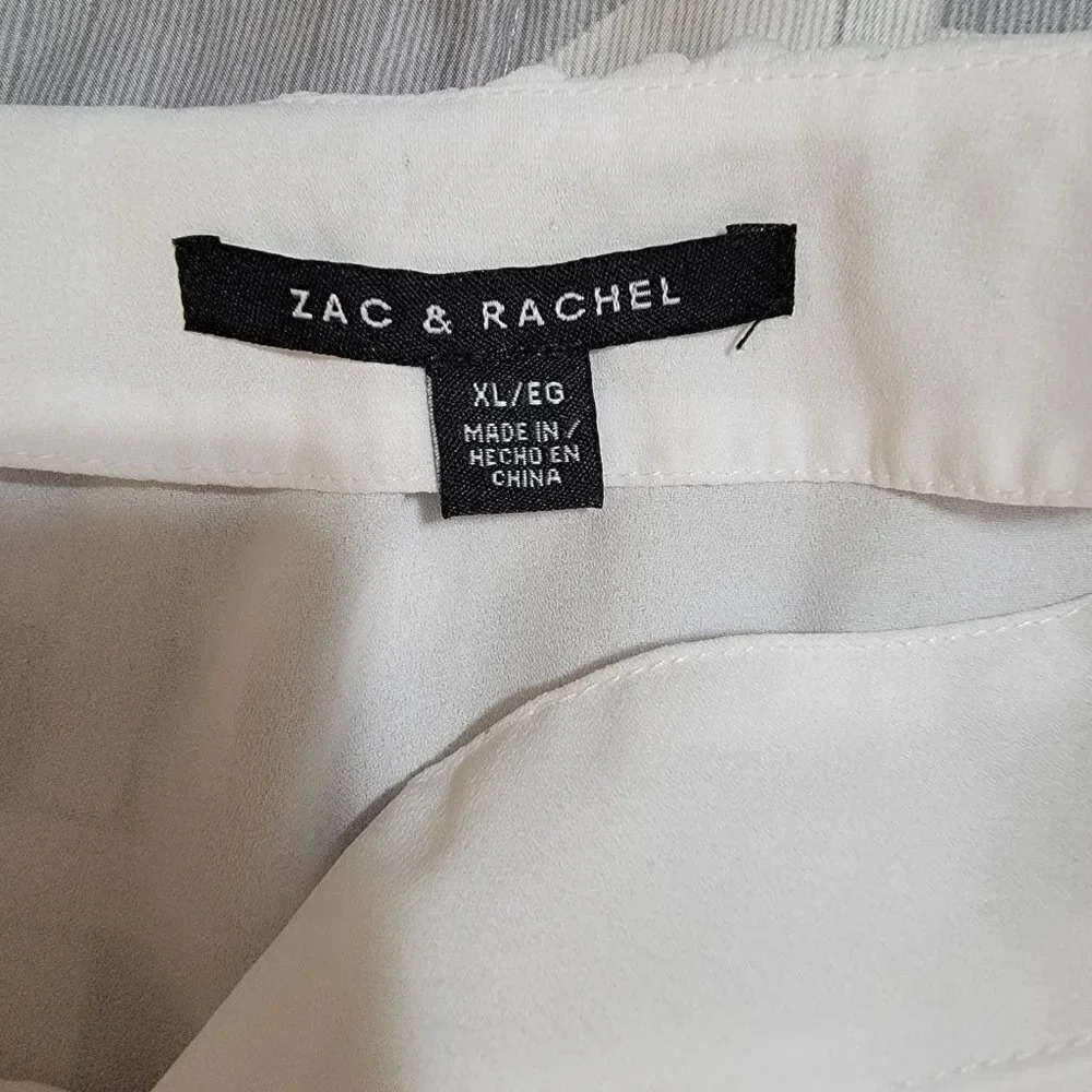 Zac & RACHEL White Chiffon Flowy Shirt Blouse Vneck Office Wear Business Sz XL - Picture 6 of 7